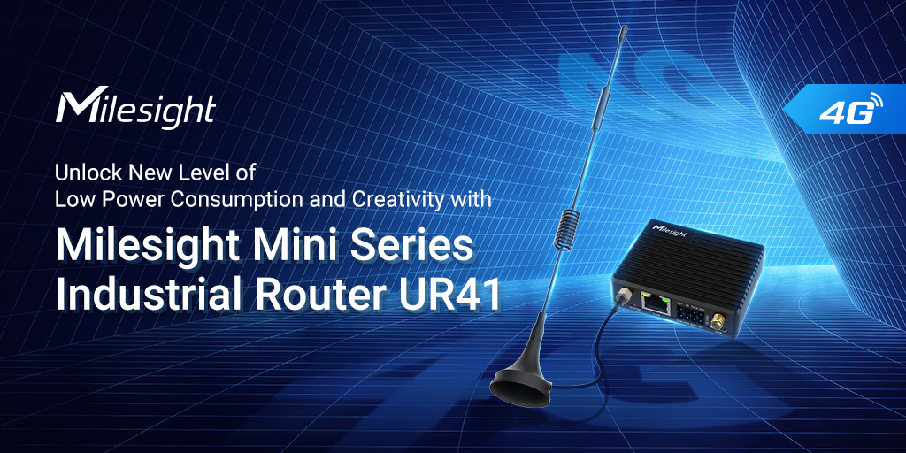 Milesight UR41 mini industrial router hardware overview showing connectors and ports